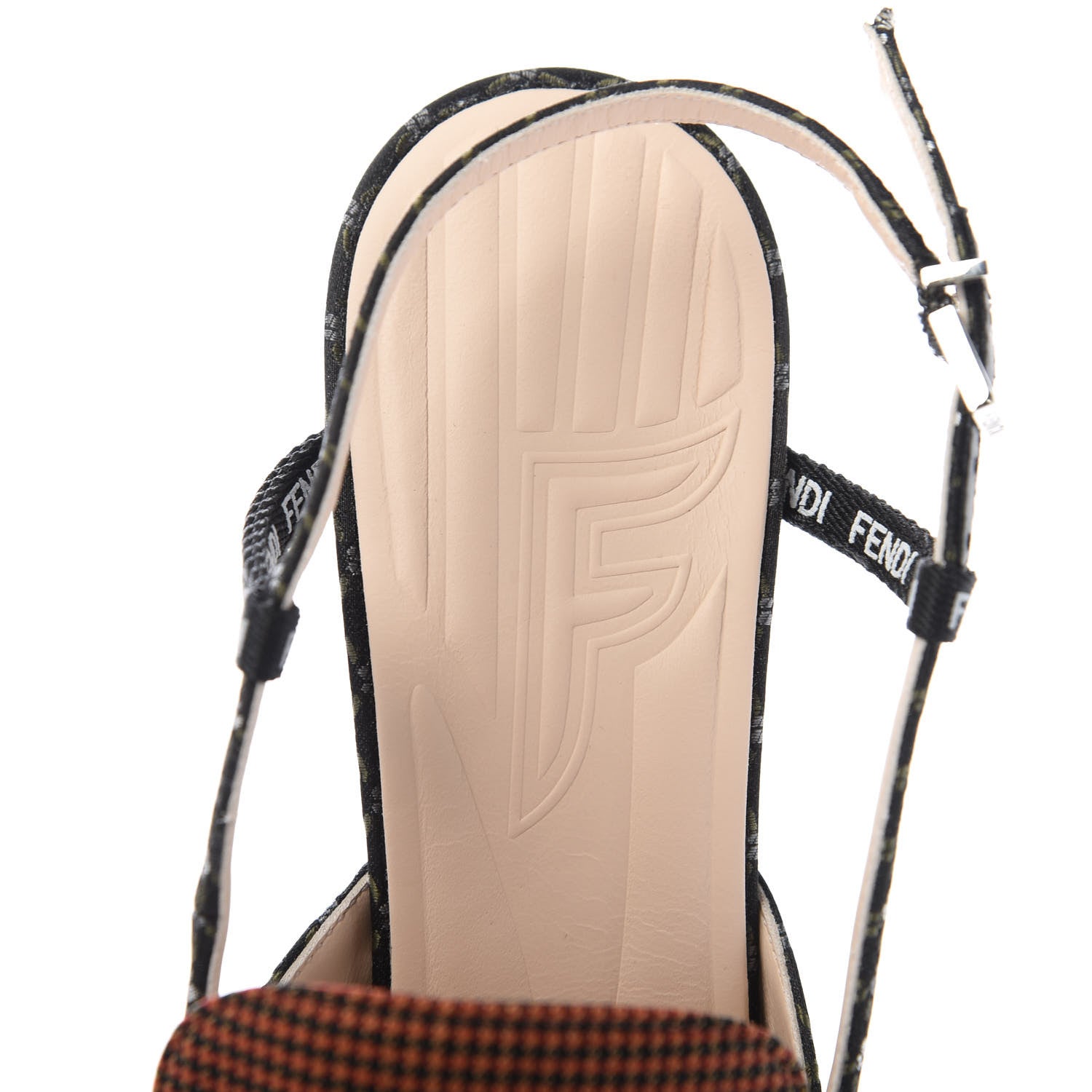Fendi Fabric Jacquard Ffreedom Slingback Pumps 37.5 8 of 8