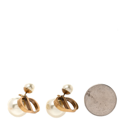 Christian Dior Pearl Logo Drop Earrings Gold 2 of 4