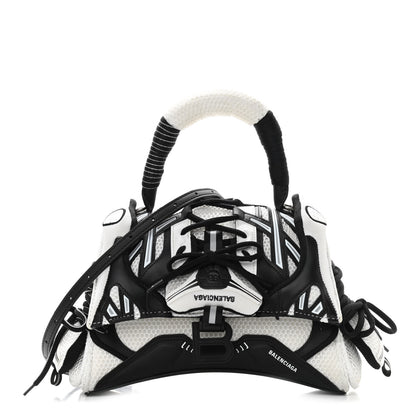 Balenciaga Faux Calfskin Fabric Small Sneakerhead Top Handle Bag Black White 1 of 10