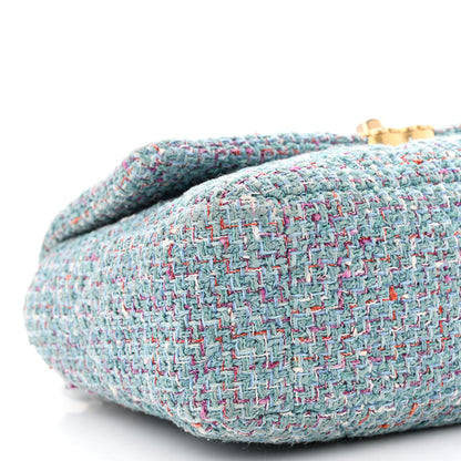 Chanel Tweed Quilted Medium Chanel 19 Flap Blue Multicolor 9 of 10