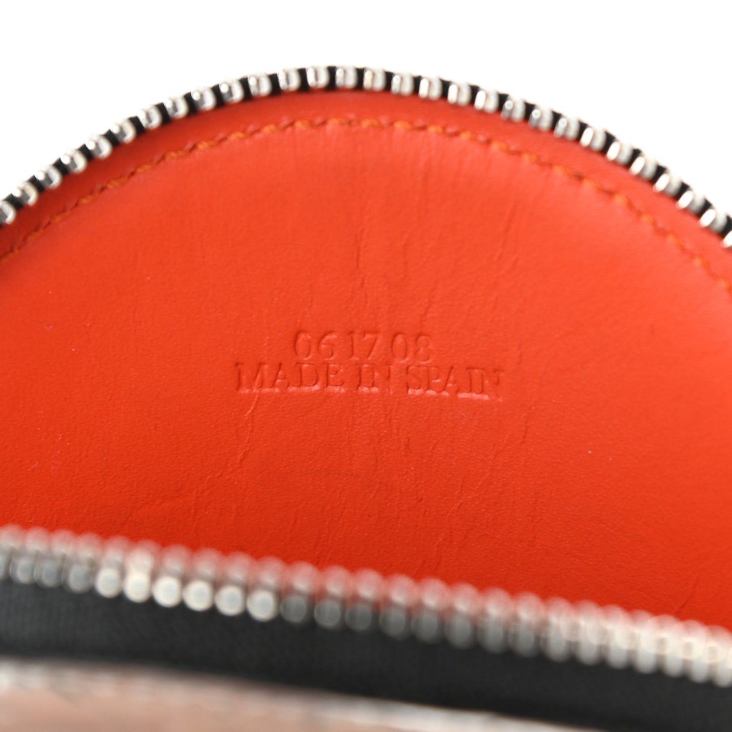 Metallic Calfskin Embossed Anagram Cookie Zip Coin Purse Silver