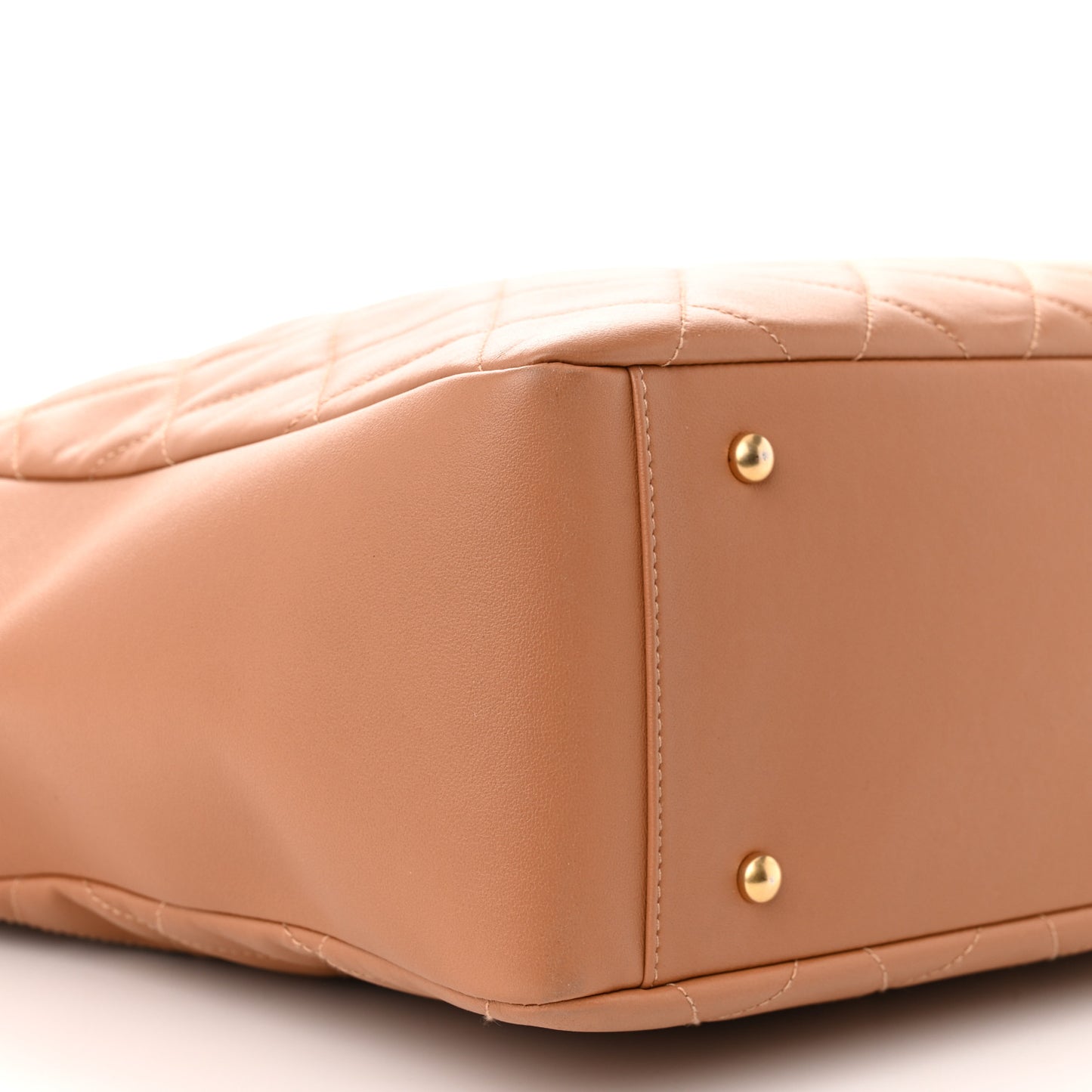 Lambskin Quilted Large Shopping Tote Dark Beige