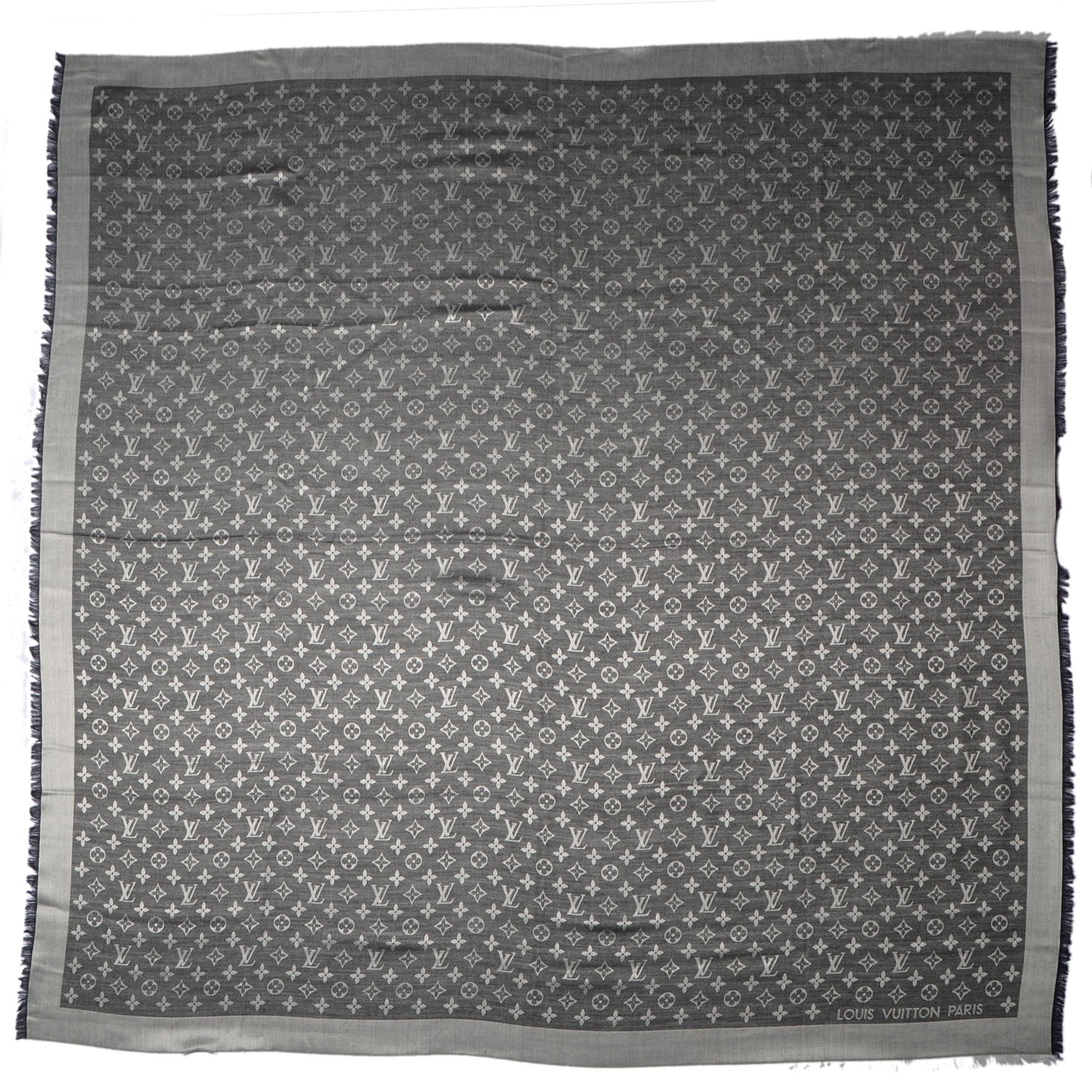 Louis Vuitton Silk Wool Monogram Denim Shawl Black 3 of 5