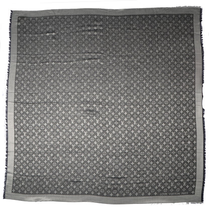 Louis Vuitton Silk Wool Monogram Denim Shawl Black 3 of 5