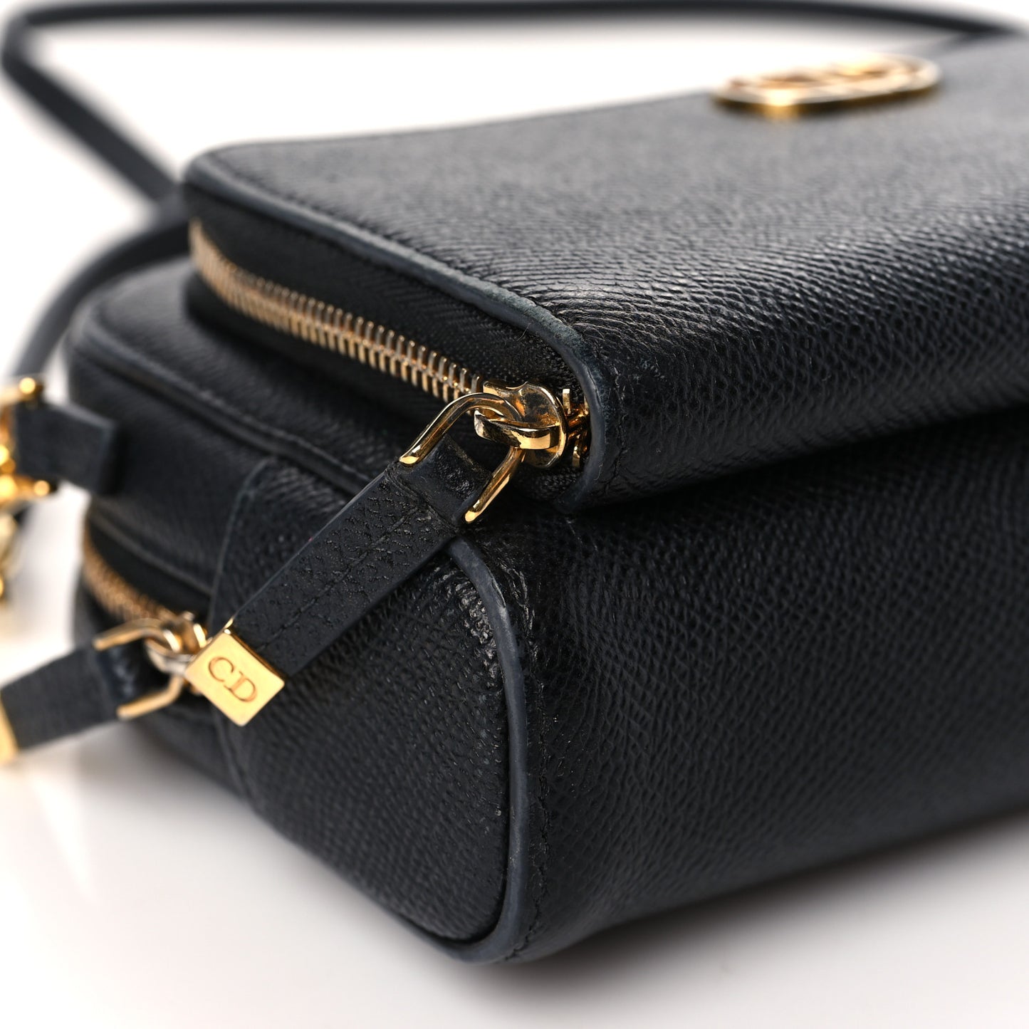 Grained Calfskin Caro Double Pouch Black