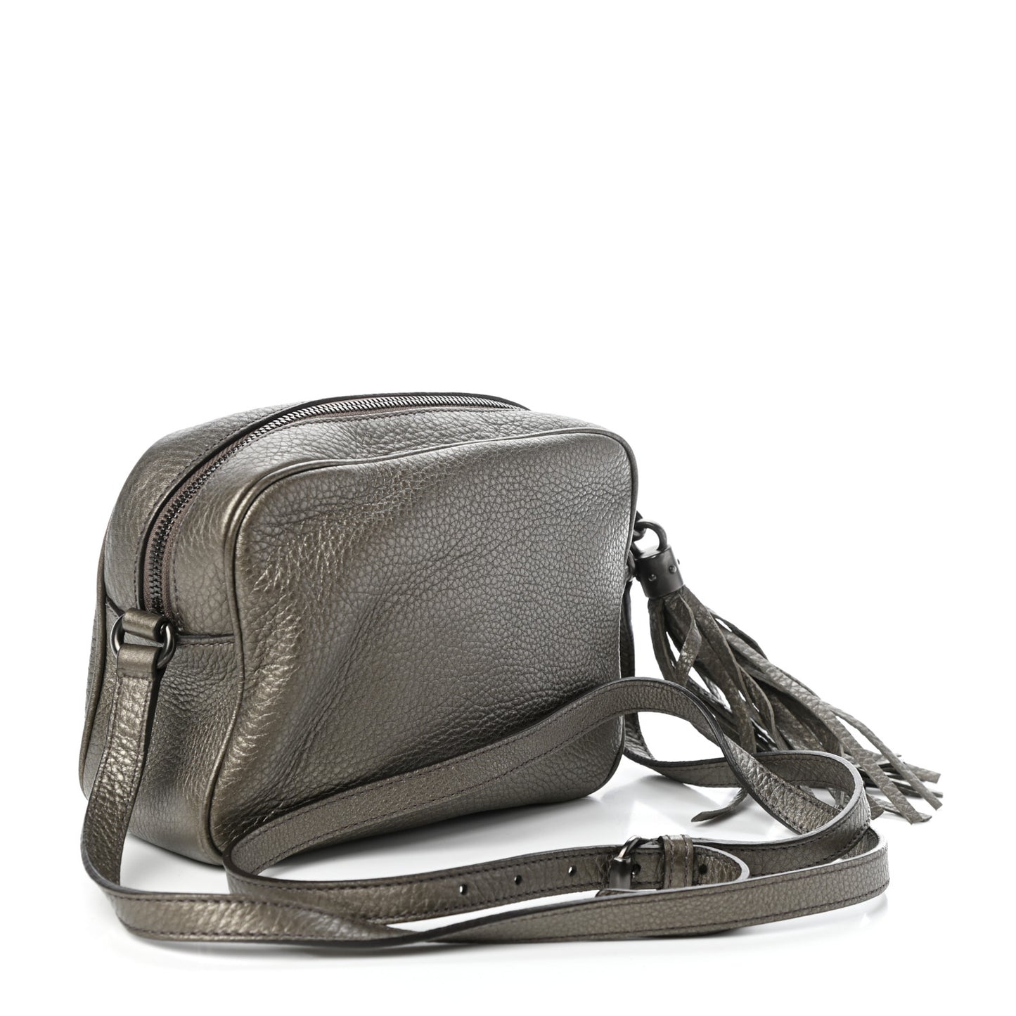 Metallic Pebbled Calfskin Small Soho Disco Bag Sasso
