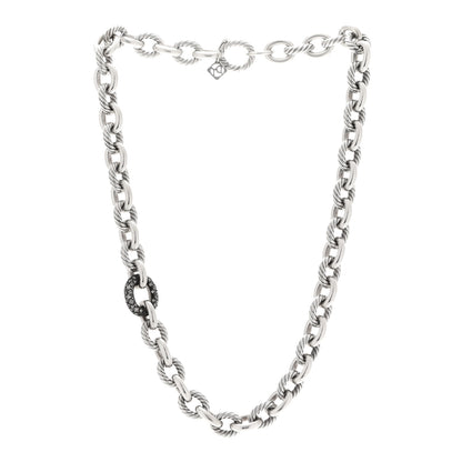 David Yurman Sterling Silver Diamond Midnight Melange Oval Link Necklace 3 of 6