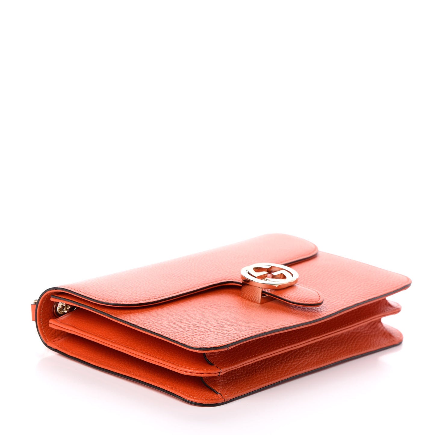 Dollar Calfskin Interlocking G Shoulder Bag Sun Orange