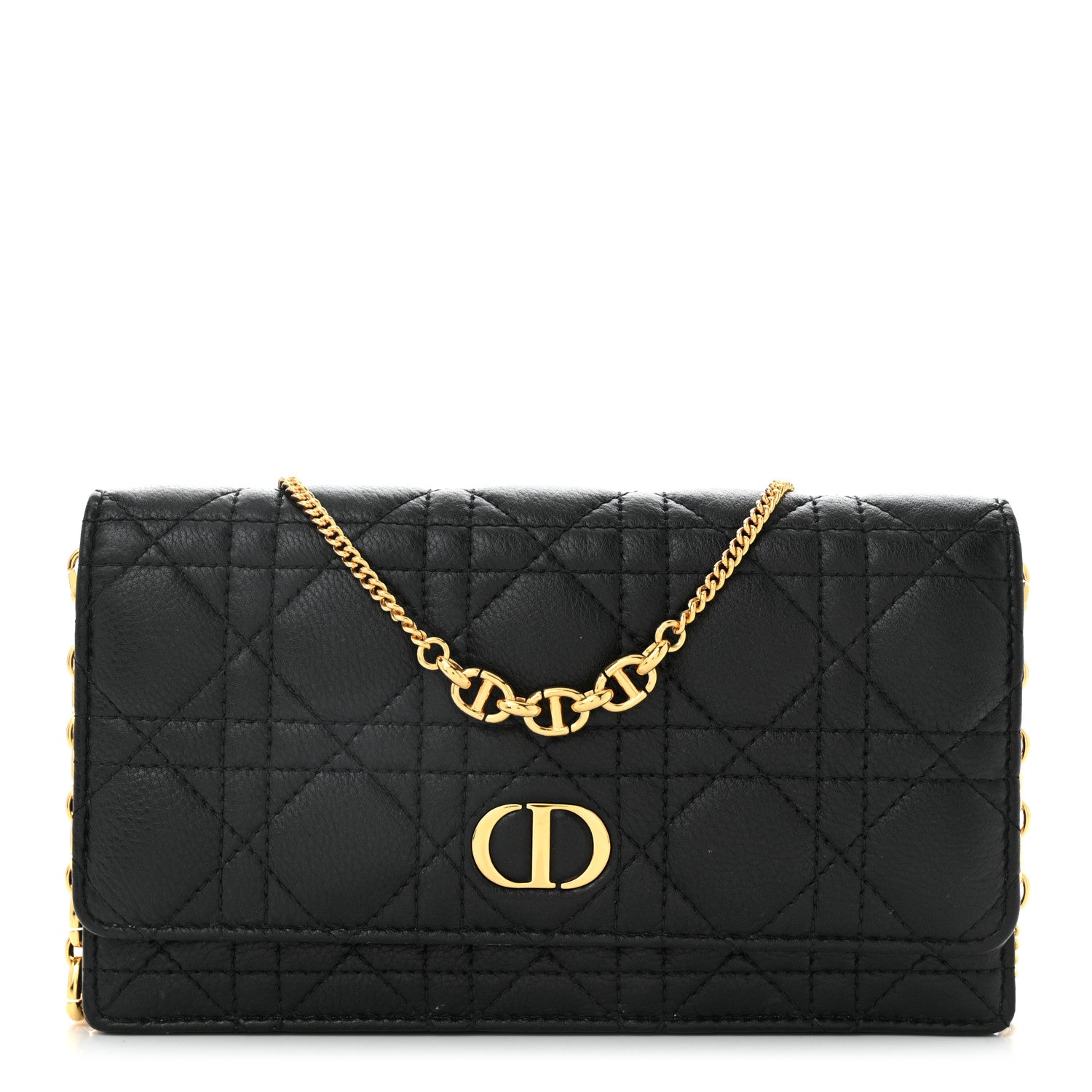 Christian Dior Supple Calfskin Caro Pouch with Chain Black 1 of 9