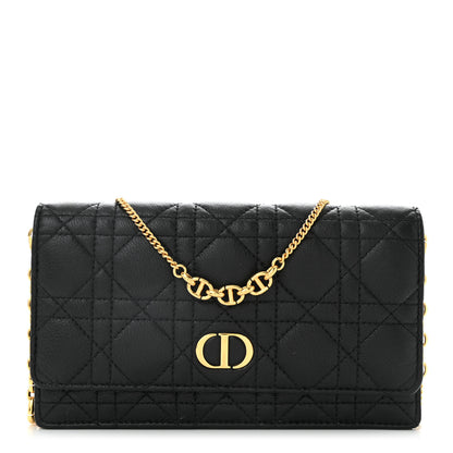 Christian Dior Supple Calfskin Caro Pouch with Chain Black 1 of 9