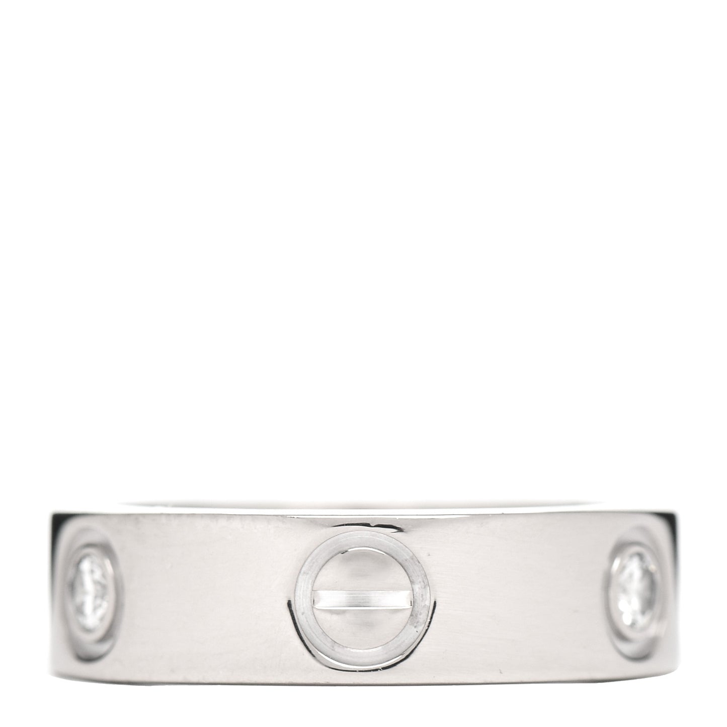 18K White Gold 3 Diamond 5.5mm LOVE Ring 51 5.75