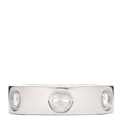 Cartier 18K White Gold 3 Diamond 5.5mm LOVE Ring 51 5.75 3 of 4