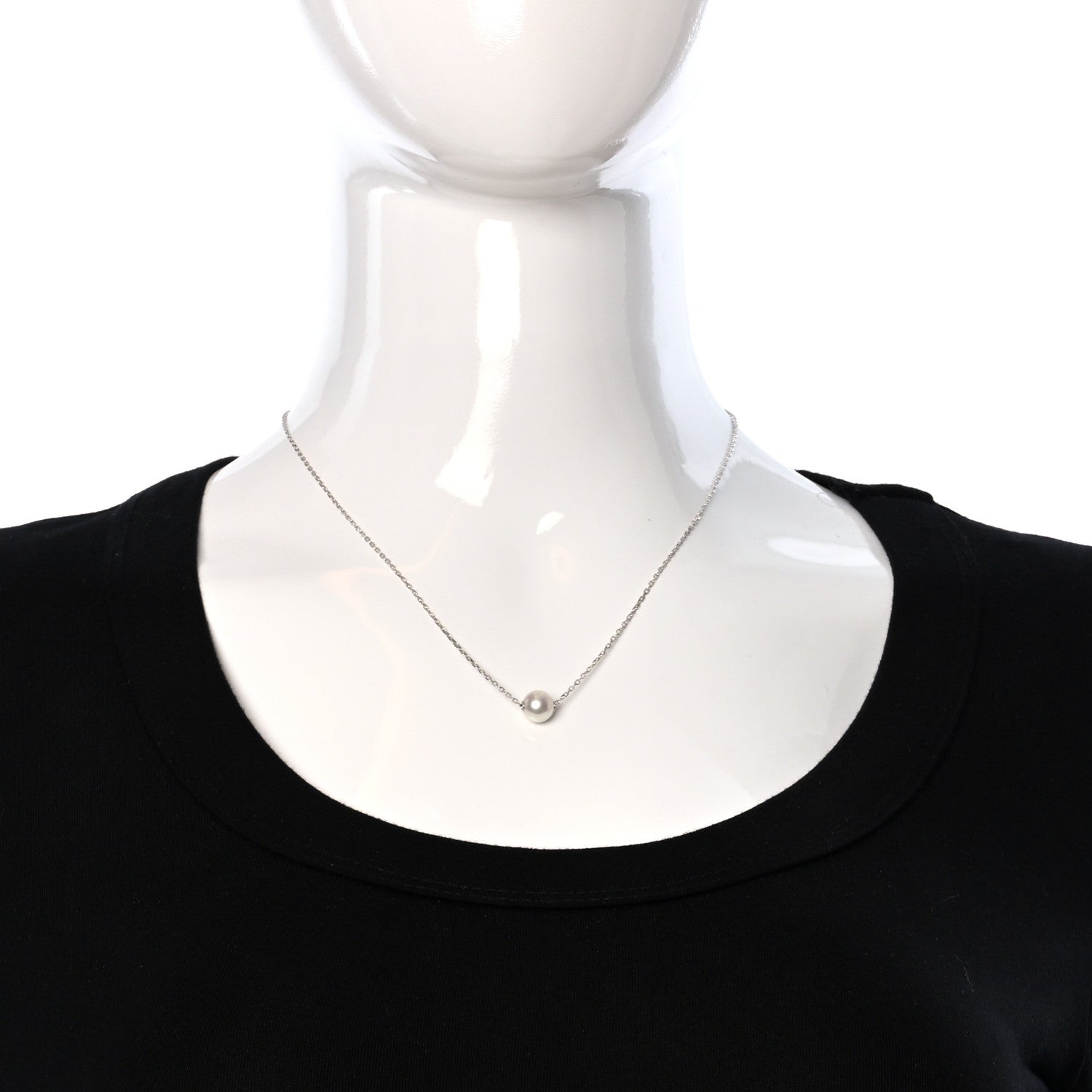 Mikimoto 18K White Gold Akoya Pearl 8mm Single Pendant Necklace 2 of 6