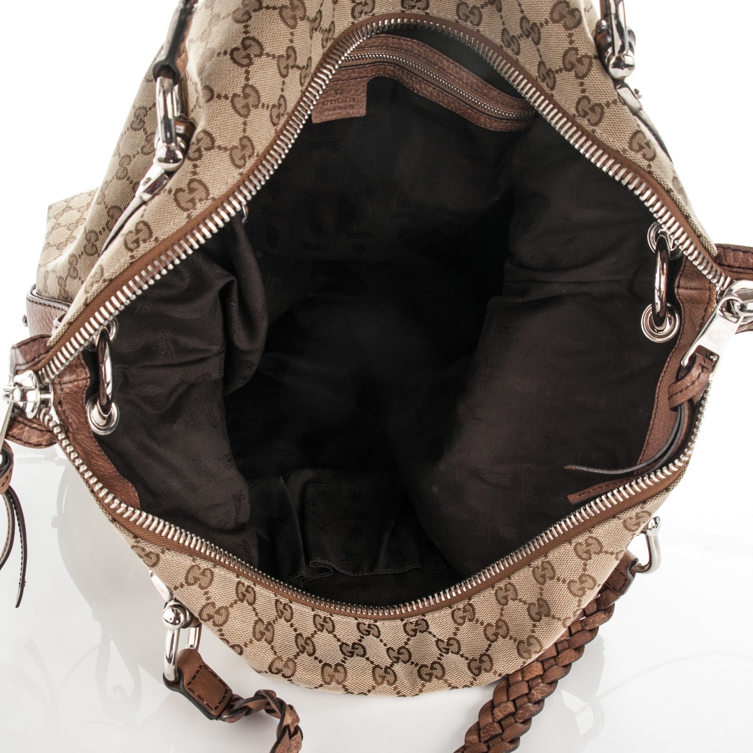 Gucci Monogram Large Bamboo Bar Tassel Shoulder Bag Brown 5 of 7