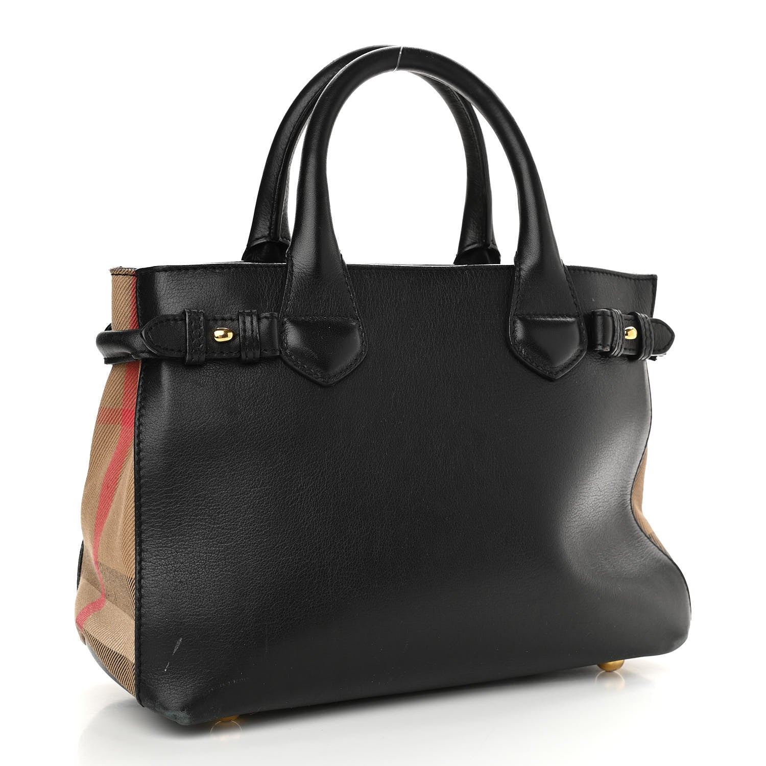 Burberry Calfskin House Check Small Banner Tote Black 3 of 18
