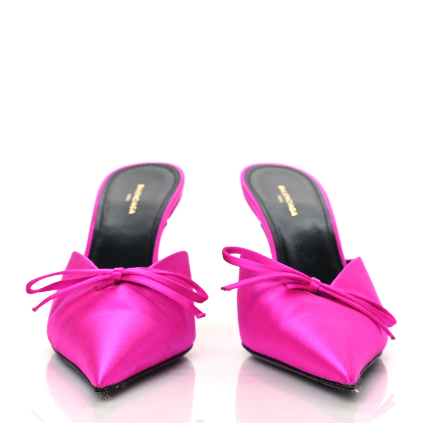 Satin Pointed Toe Knife Mules 37 Rose Fuchsia