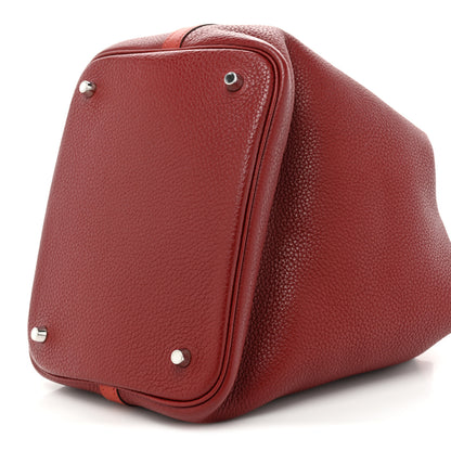 Hermes Taurillon Clemence Swift Picotin Lock 22 MM Rouge H Brique 8 of 9