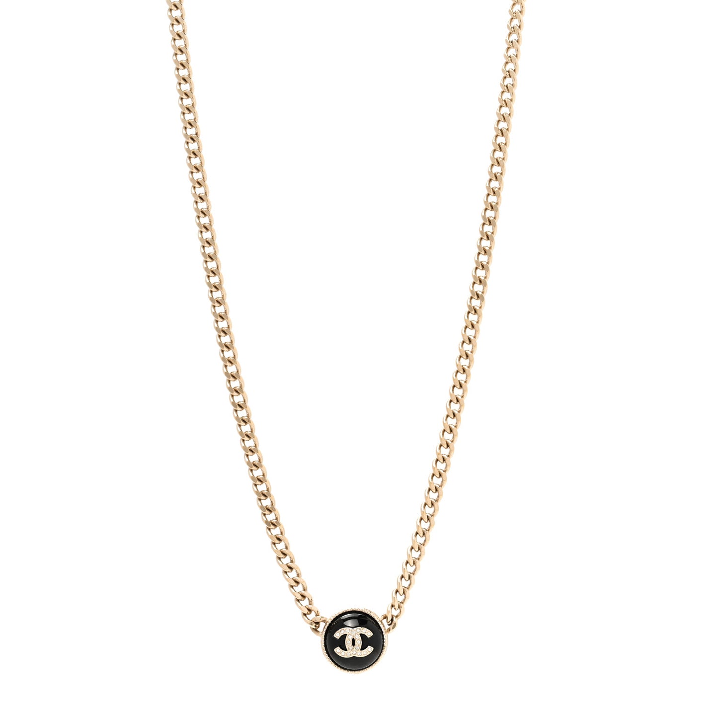Crystal Resin CC Chain Link Short Necklace Black Gold