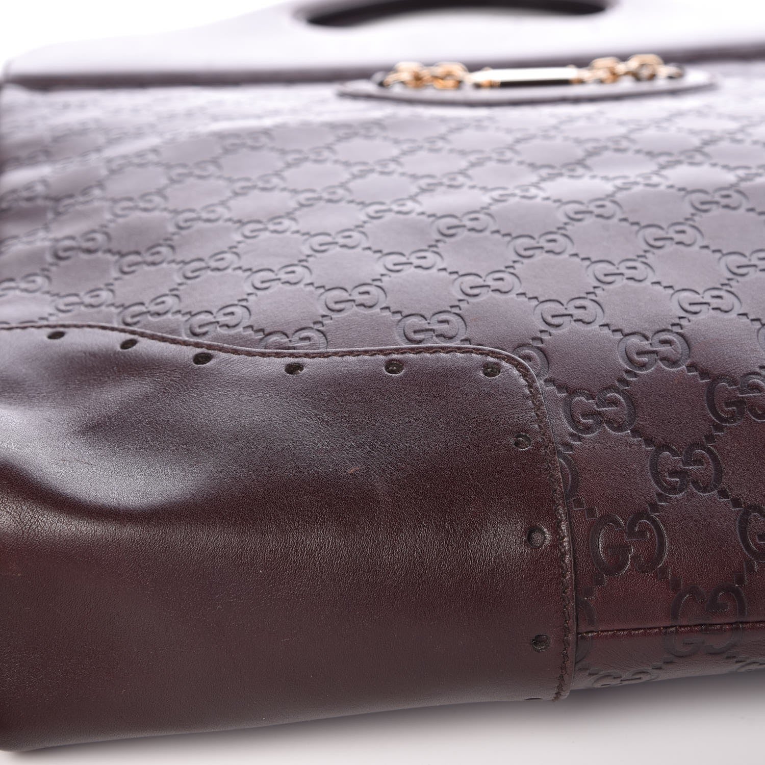 Gucci Guccissima Large Punch Top Handle Tote Dark Brown 10 of 15