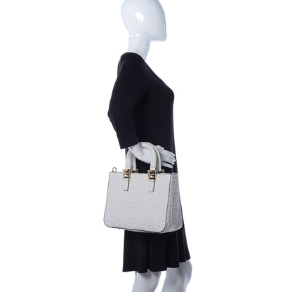 Fendi Nappa FF 1974 Embossed Small FF Tote White 3 of 10
