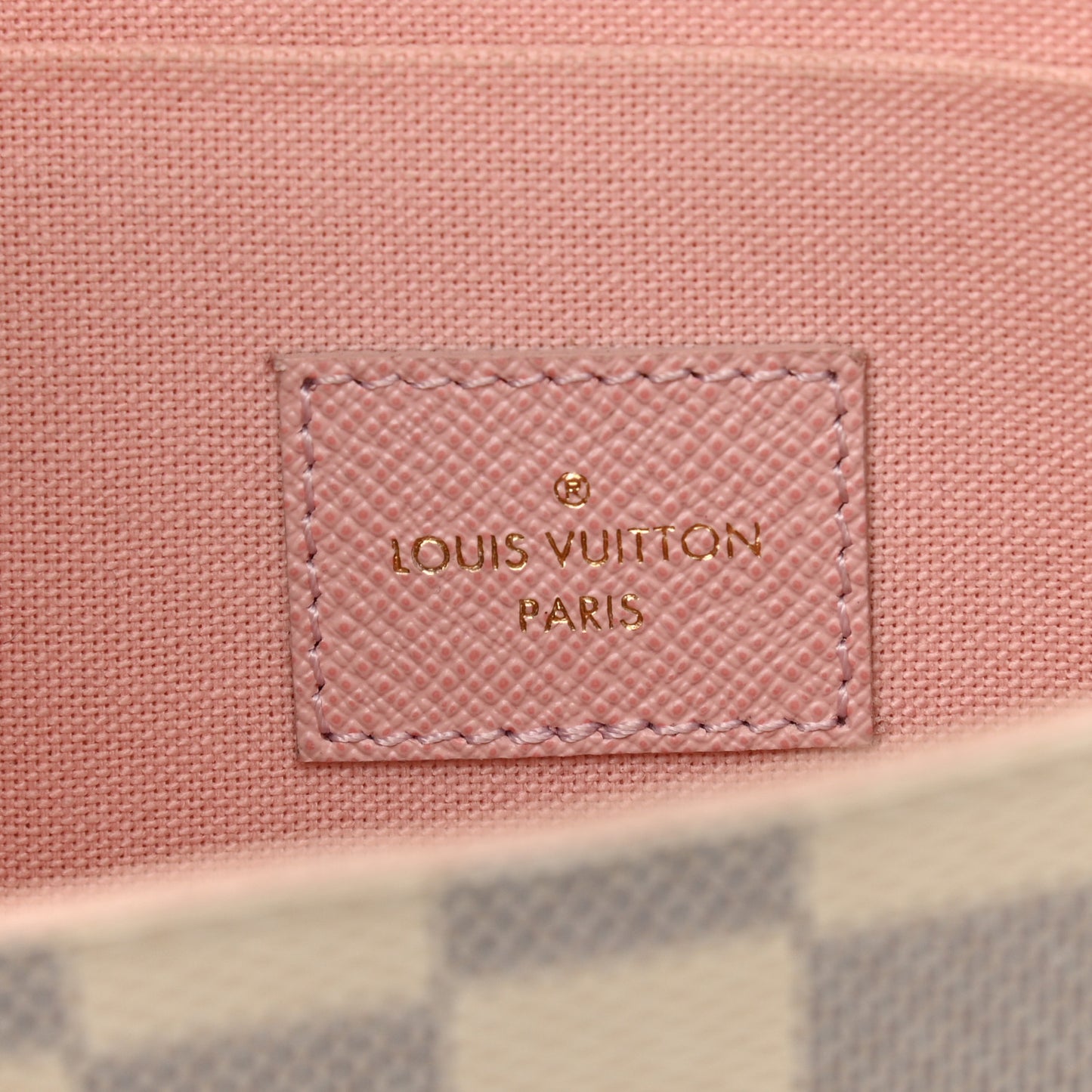 Damier Azur Pochette Felicie Chain Wallet Rose Ballerine