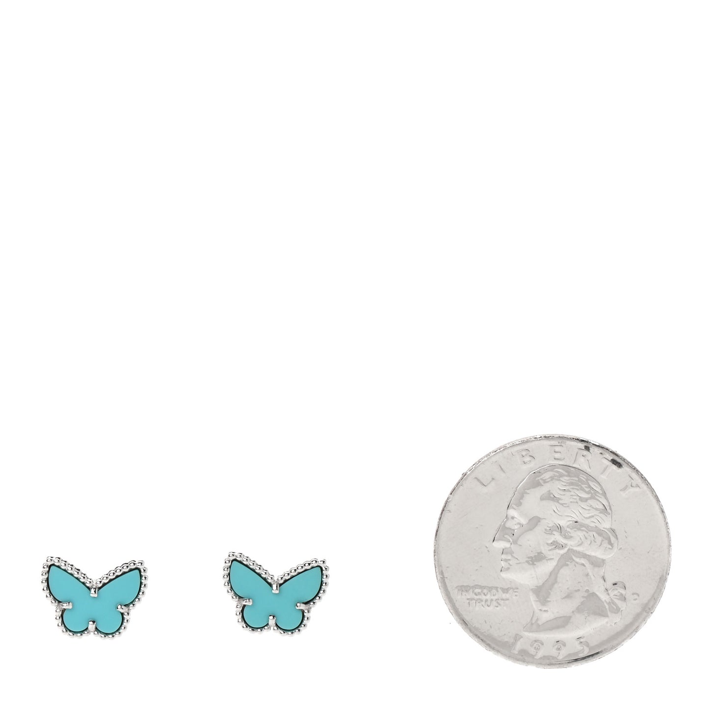 18K White Gold Turquoise Sweet Alhambra Butterfly Earrings