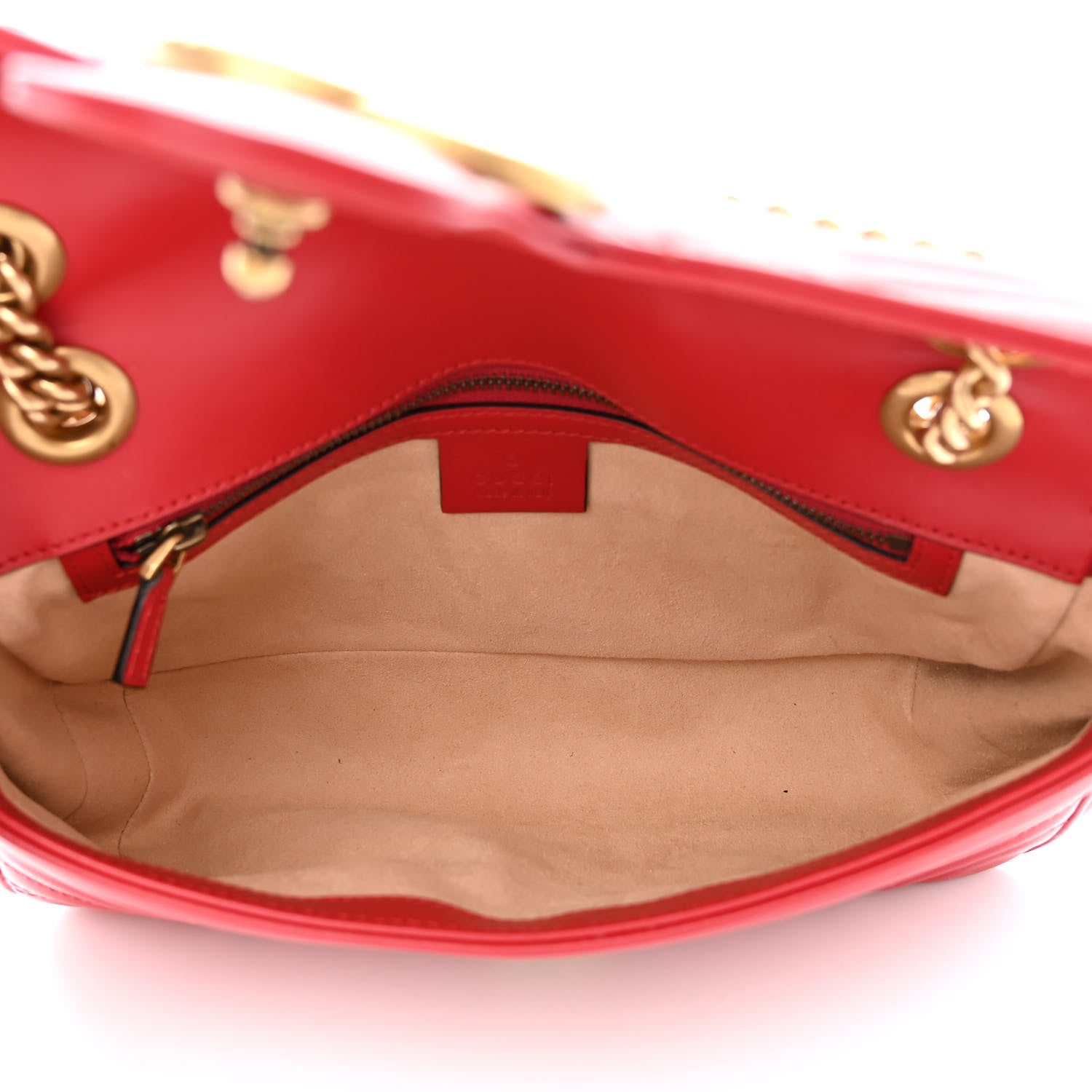 Gucci Calfskin Matelasse Small GG Marmont Shoulder Bag Hibiscus Red 5 of 11