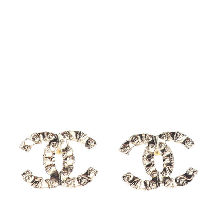 Chanel Metal Textured CC Earrings Gold 1 of 4