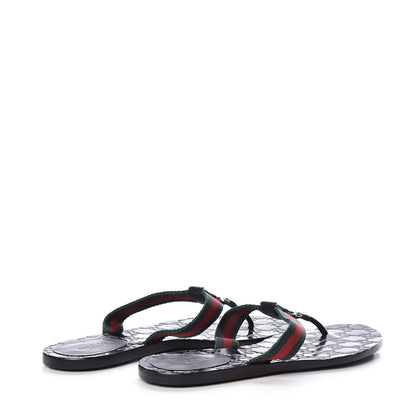 Gucci Nylon Guccissima Web Womens Thong Sandals 39 Green Red Black 4 of 8