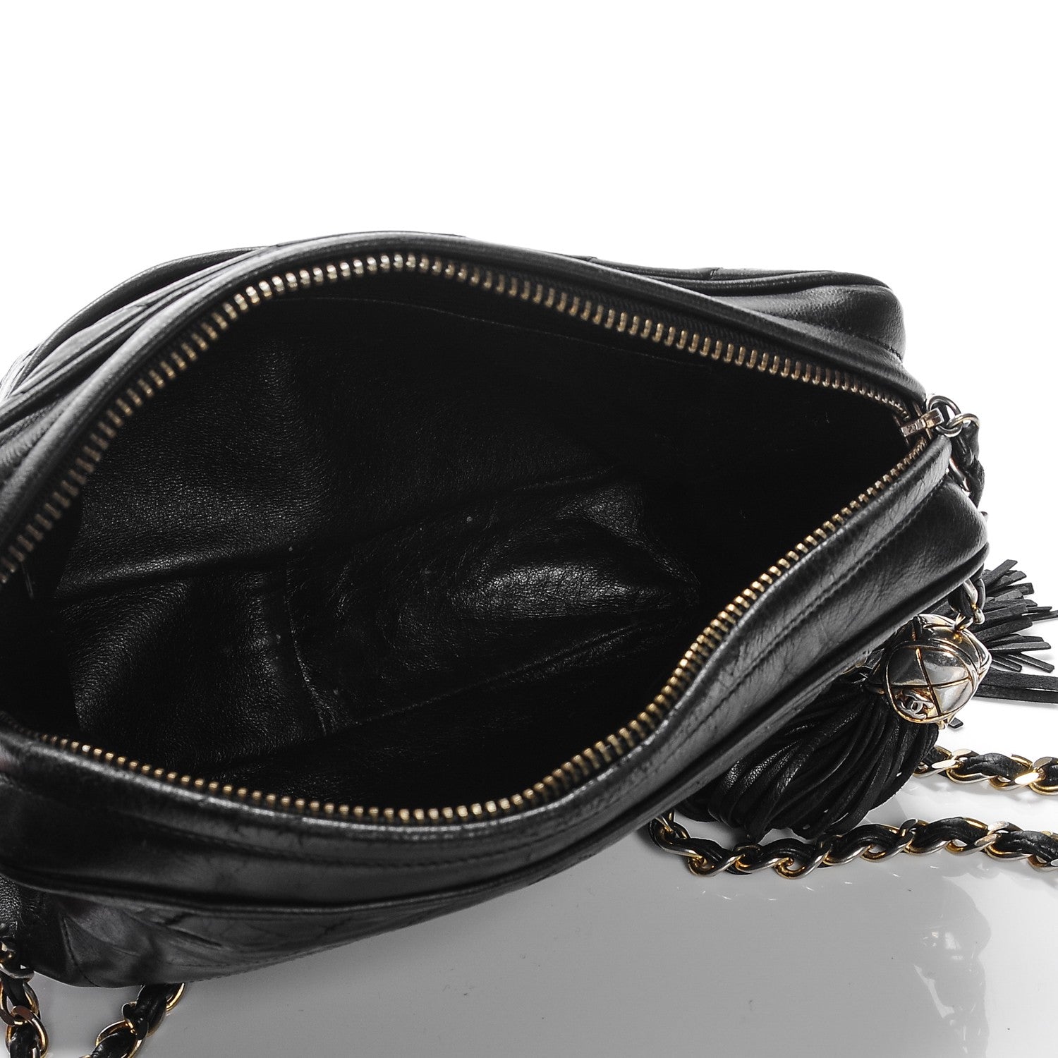 Chanel Lambskin Chevron Tassel Camera Case Black 5 of 9