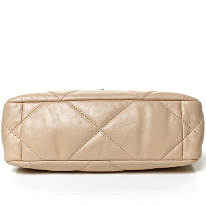 Chanel Shiny Goatskin Quilted Medium Chanel 19 Flap Beige 13 of 15