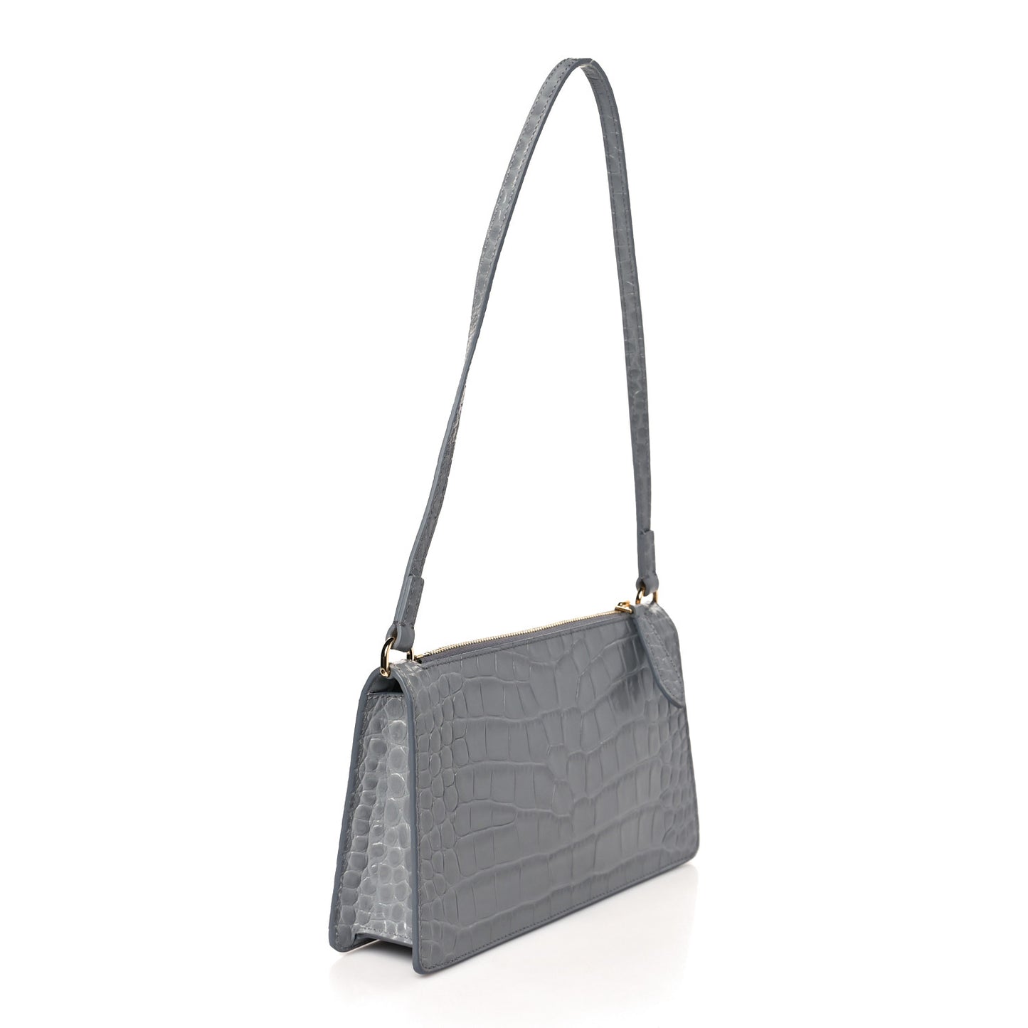 Calfskin Alligator Embossed Small TB Shoulder Bag Grey