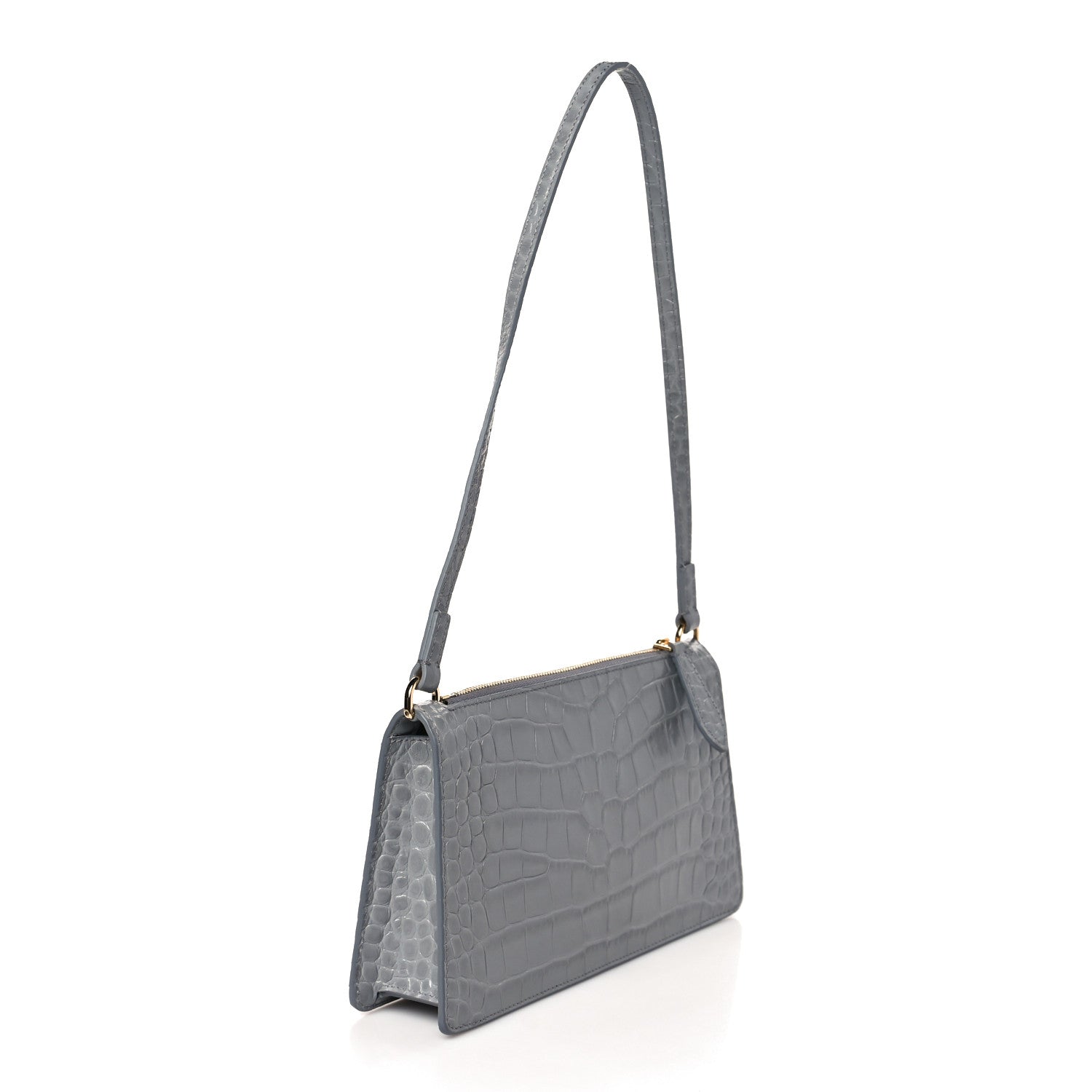 Burberry Calfskin Alligator Embossed Small TB Shoulder Bag Grey 2 of 7