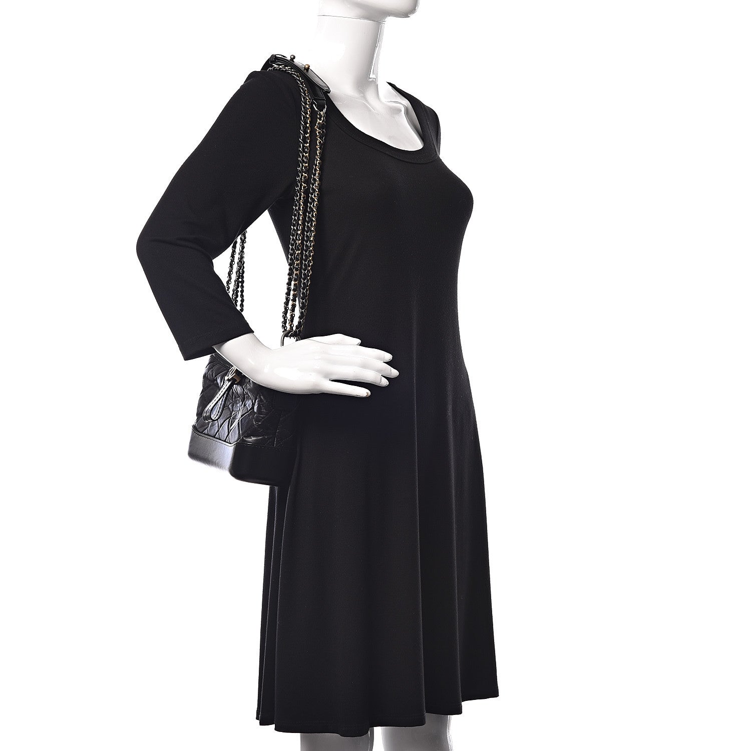 Chanel Aged Calfskin Quilted Small Gabrielle Hobo Black 2 of 10