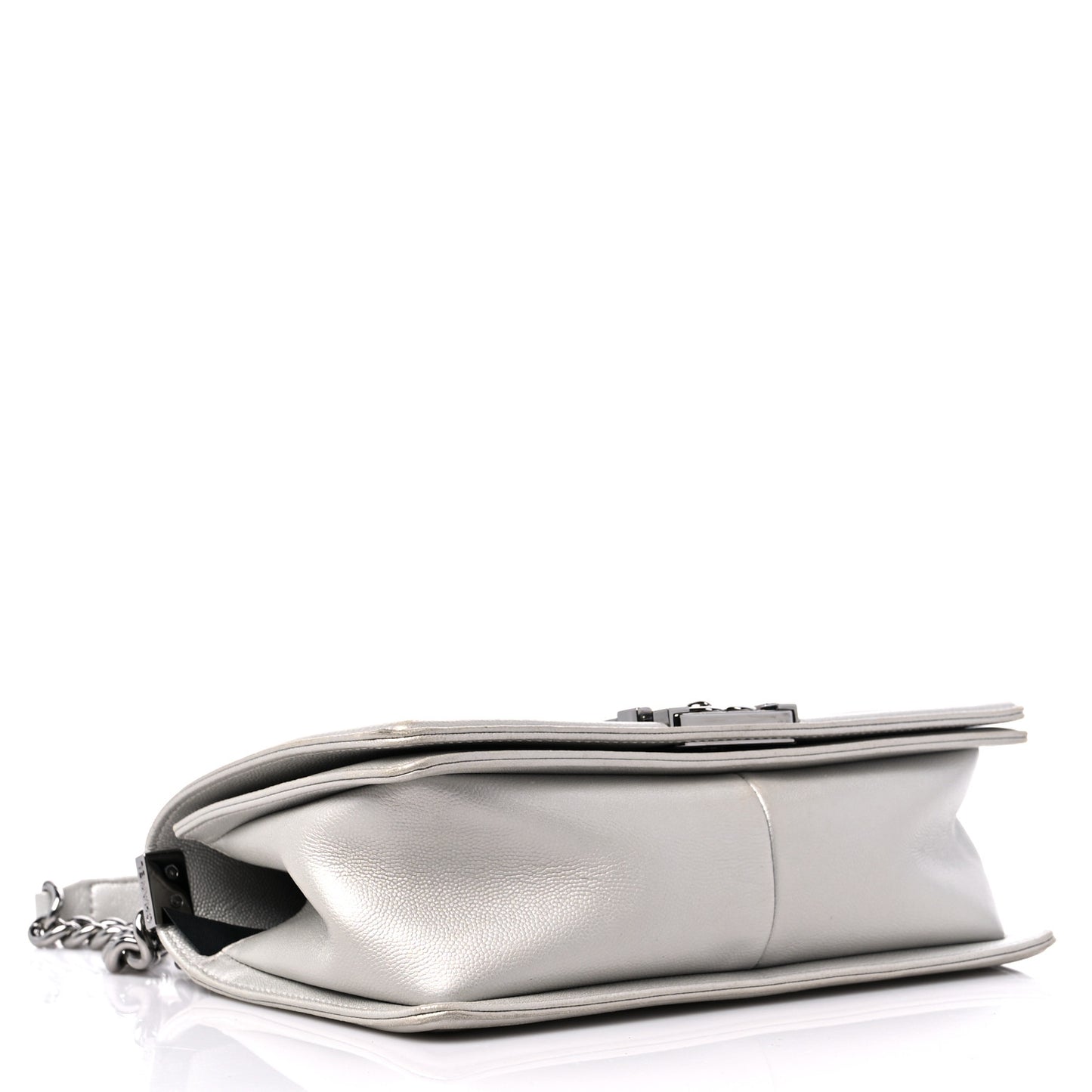 Metallic Caviar Quilted Medium Boy Flap Silver