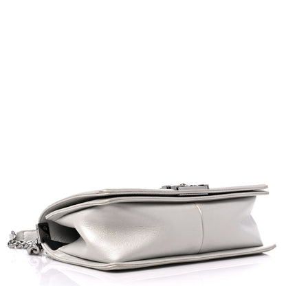 Chanel Metallic Caviar Quilted Medium Boy Flap Silver 4 of 14