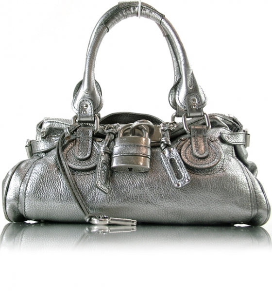 Leather Paddington Metallic Silver