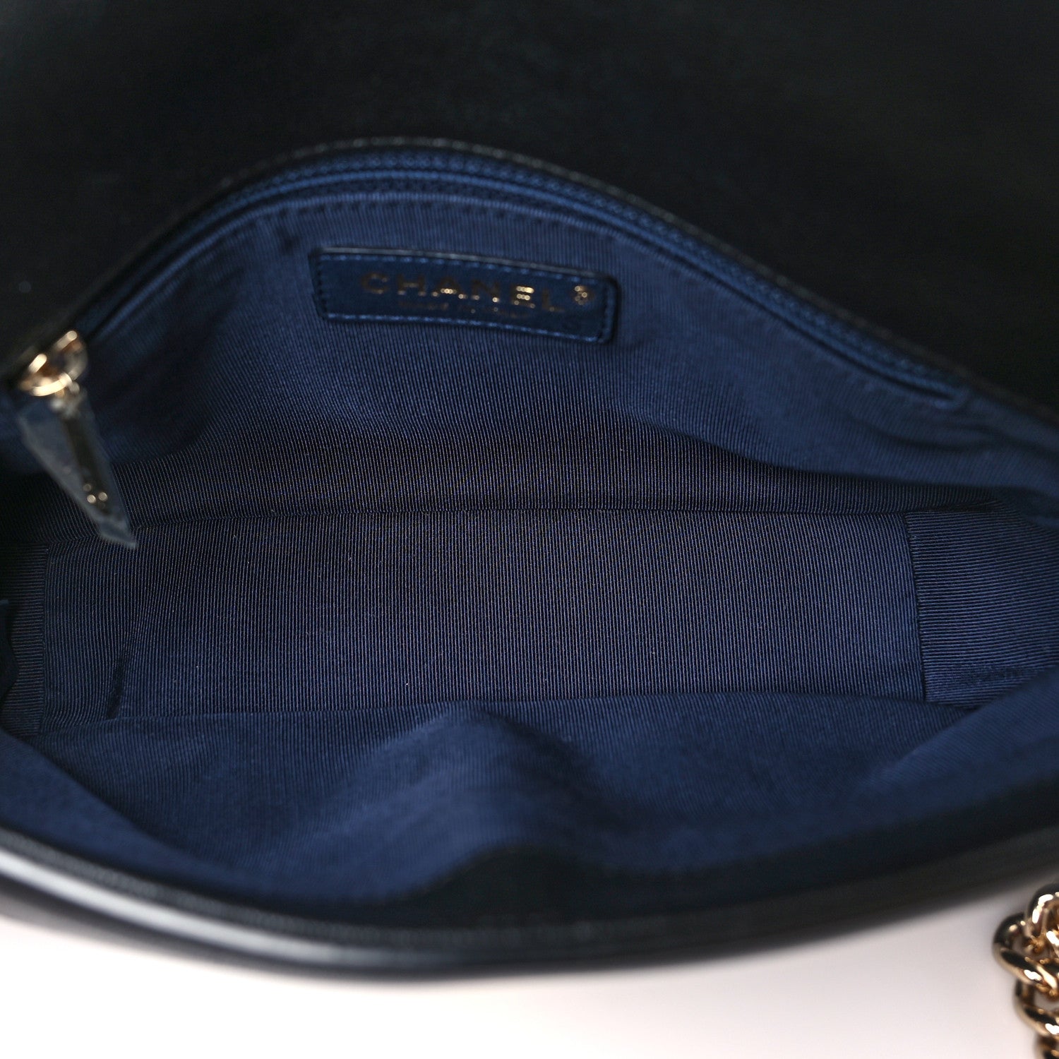 Chanel Sheepskin Chevron Quilted Mini Double Chevron Flap Navy Black 5 of 10