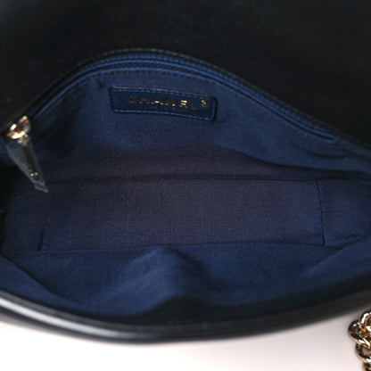 Chanel Sheepskin Chevron Quilted Mini Double Chevron Flap Navy Black 5 of 10
