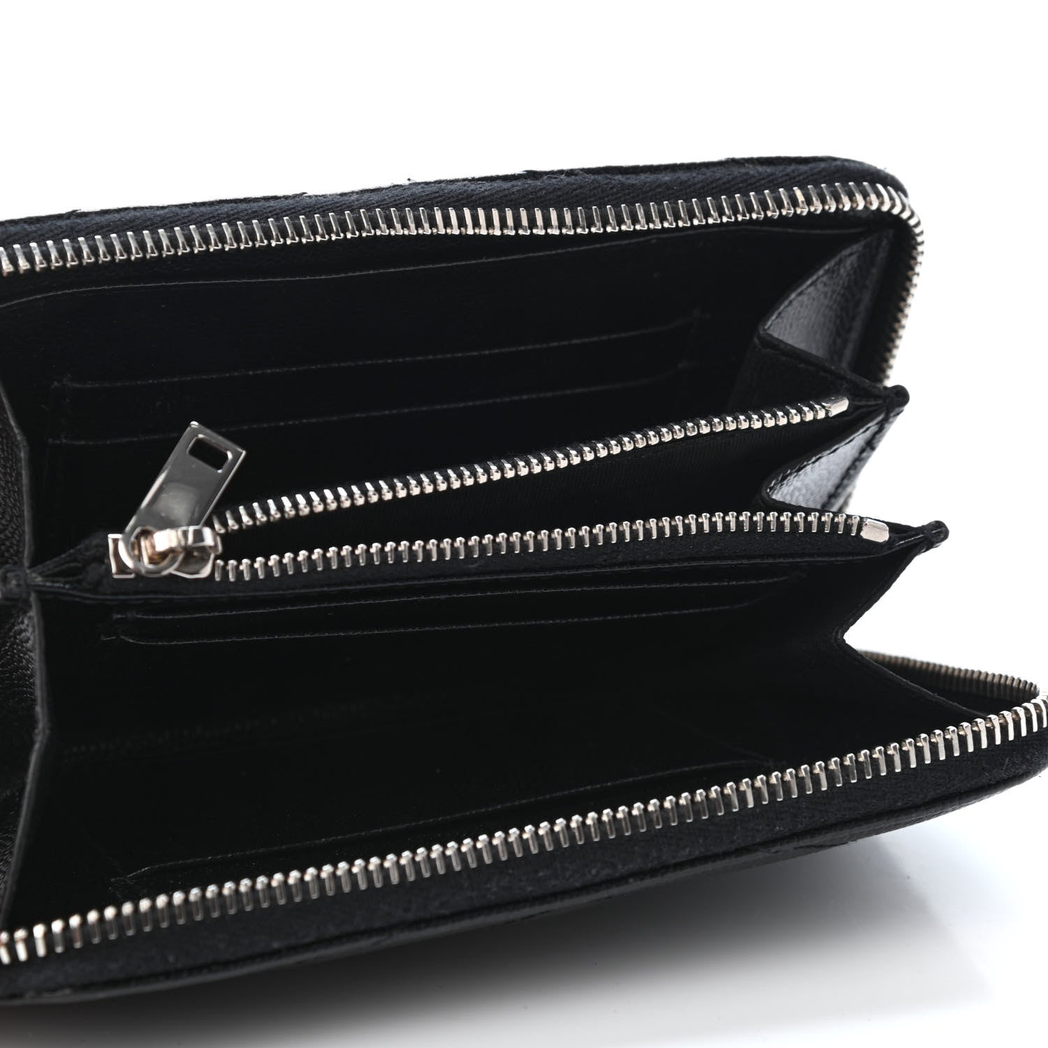 Saint Laurent Grain De Poudre Matelasse Chevron Monogram Zip Around Wallet Black 4 of 4