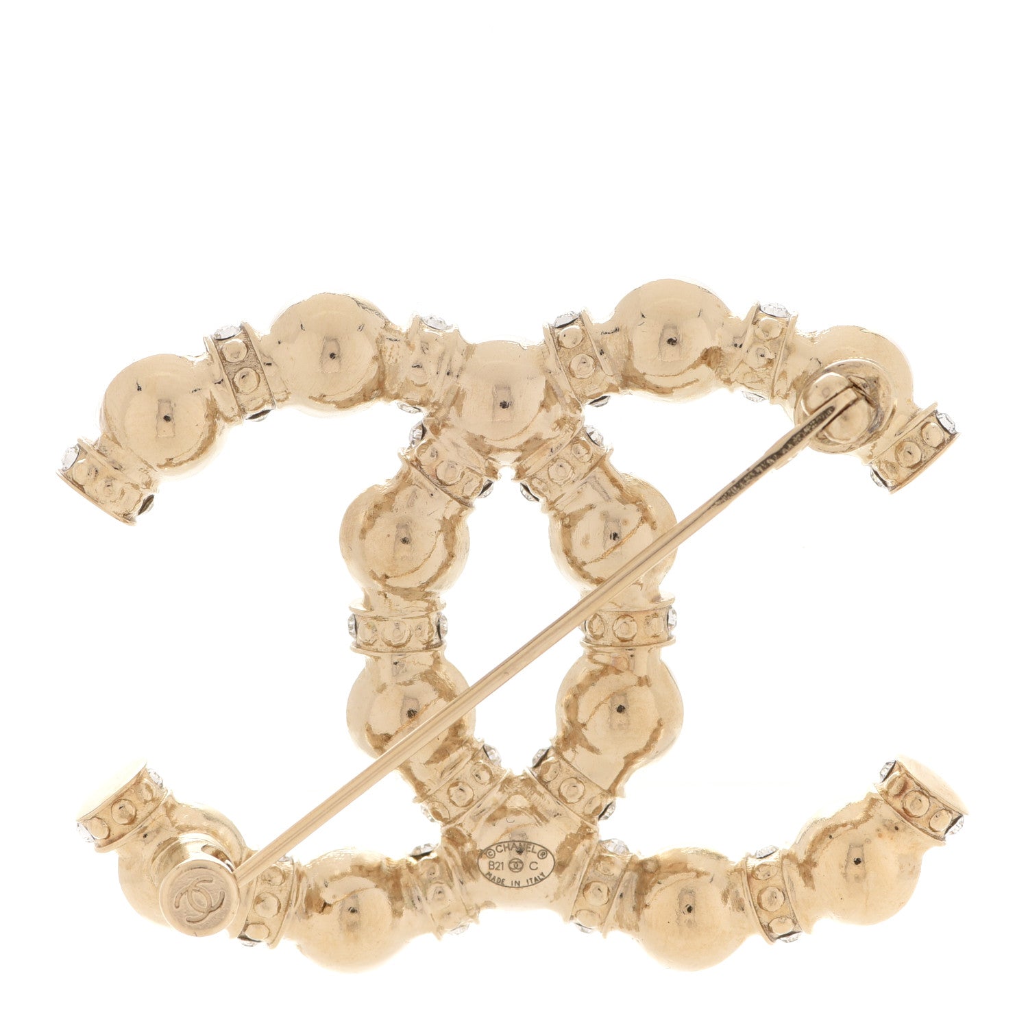 Chanel Pearl Crystal Nefertiti CC Brooch Gold 3 of 5