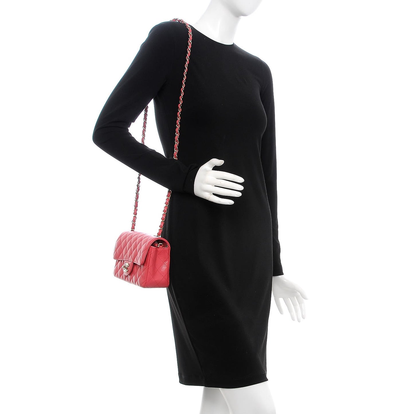 Caviar Quilted Mini Rectangular Flap Dark Pink