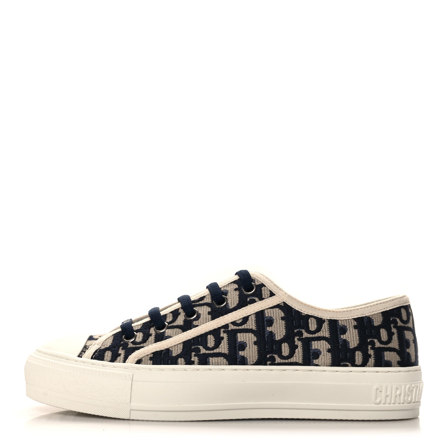 Canvas Oblique Walk'N'Dior Low Top Sneakers 37.5 Deep Blue