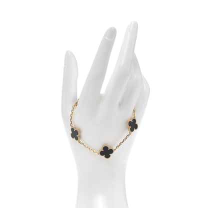 Van Cleef & Arpels 18K Yellow Gold Black Onyx 5 Motifs Vintage Alhambra Bracelet 2 of 7