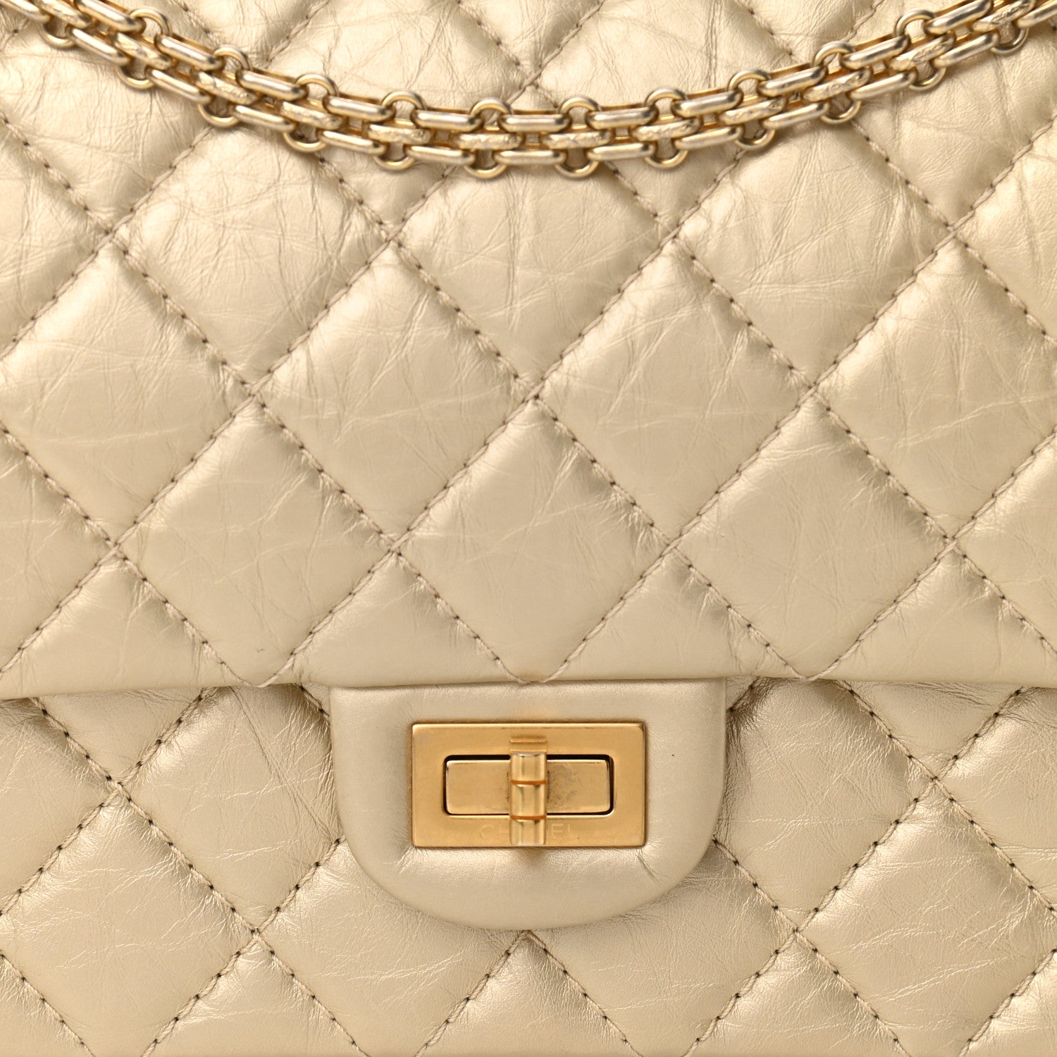 Chanel Metallic Aged Calfskin Quilted 2.55 Reissue 226 Flap Pale Gold 8 of 10
