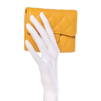 Chanel Caviar Quilted Compact Flap Wallet Yellow 2 of 8