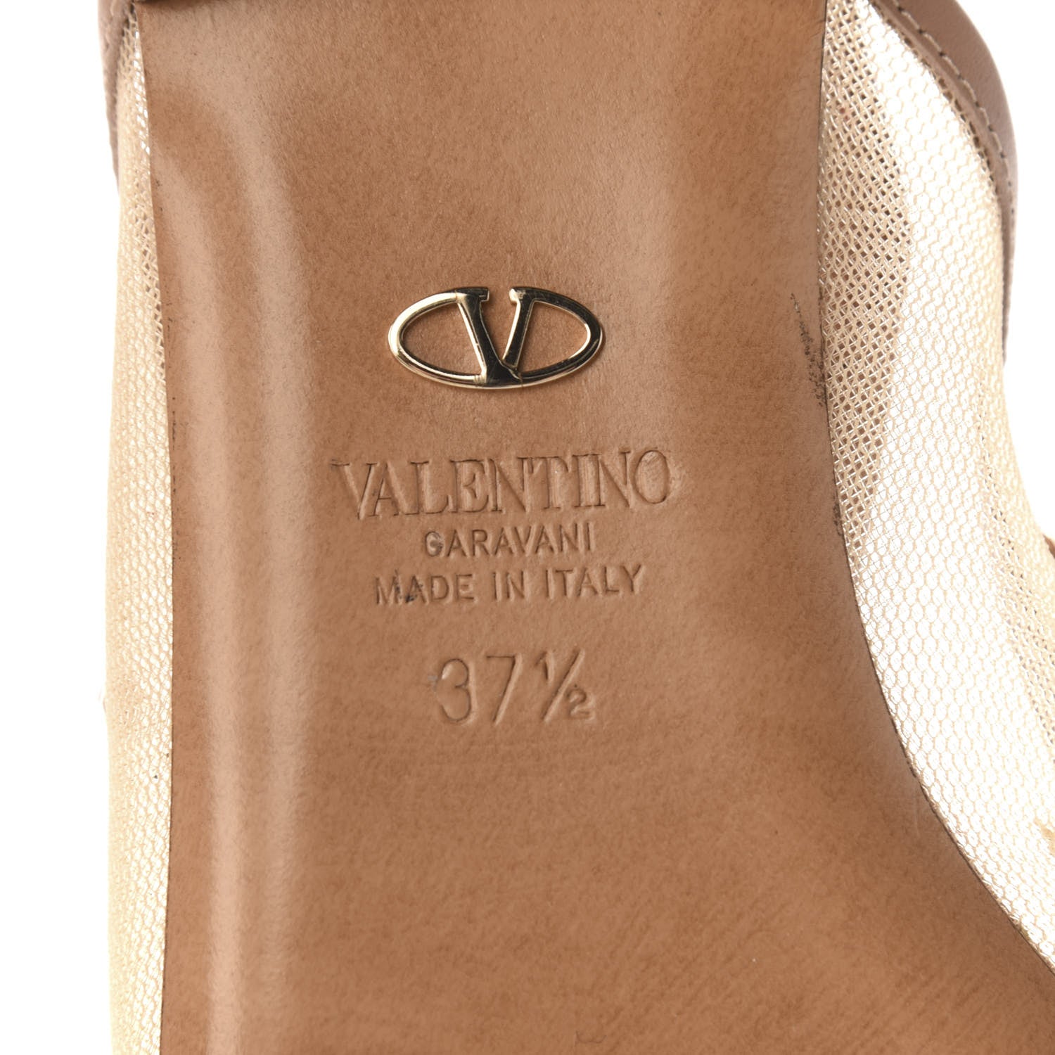 Valentino Garavani Mesh Crystal Cap Toe Slingback Flats 37.5 Nude 7 of 7