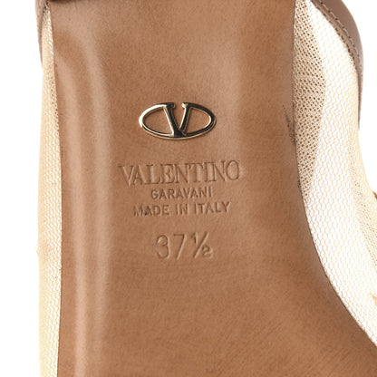 Valentino Garavani Mesh Crystal Cap Toe Slingback Flats 37.5 Nude 7 of 7