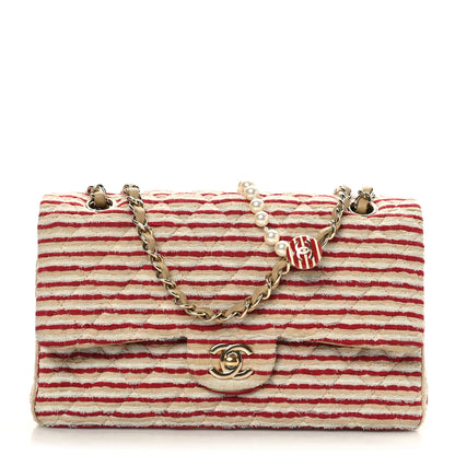Chanel Jersey Quilted Medium Coco Sailor Flap Red White 1 of 9