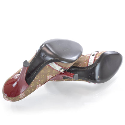 Louis Vuitton Satin Monogram Cherry Blossom Peep Toe Heels 36 8 of 9